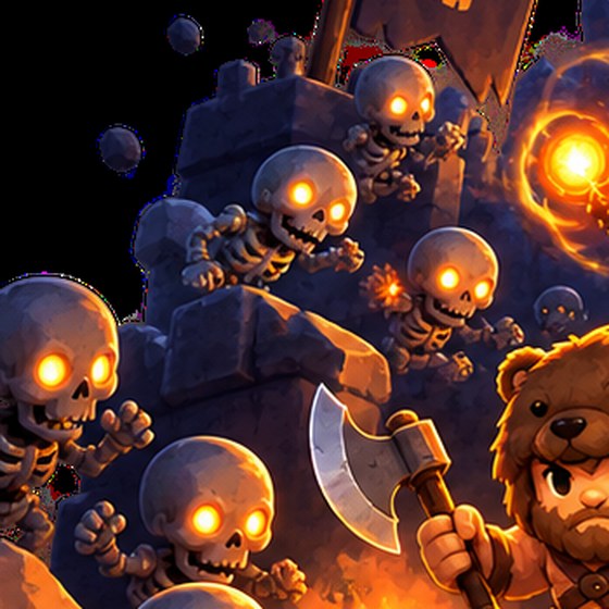 A wave of skeletons with glowing eyes