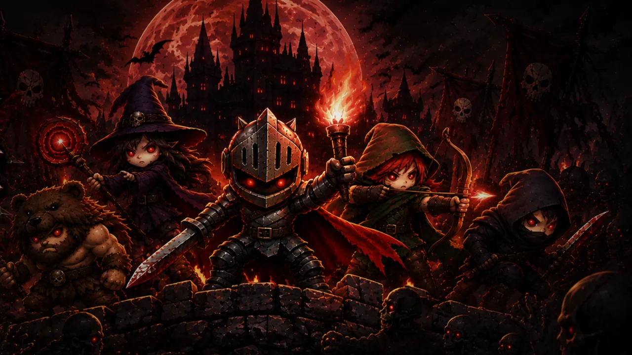 The horde massed on torchlit stone before the moonlit castle